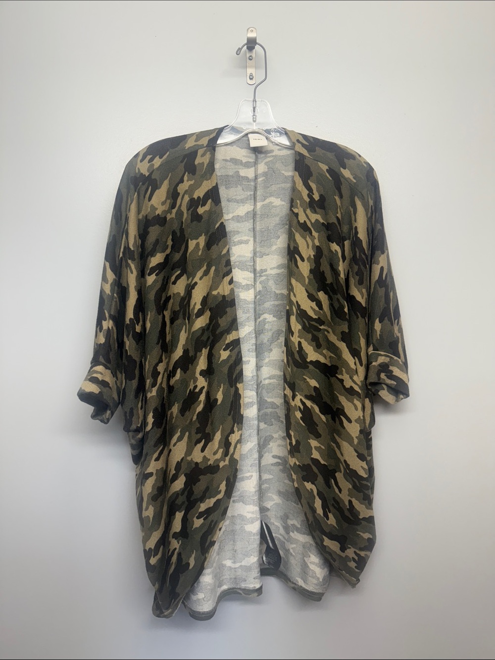 Anthropologie ICHI Camo Open-Front Oversized Cardigan